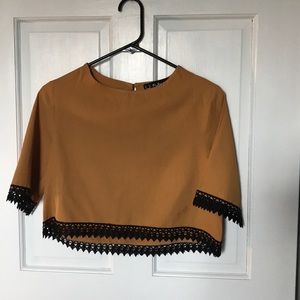 For Love & Lemons size S gold crop top black lace